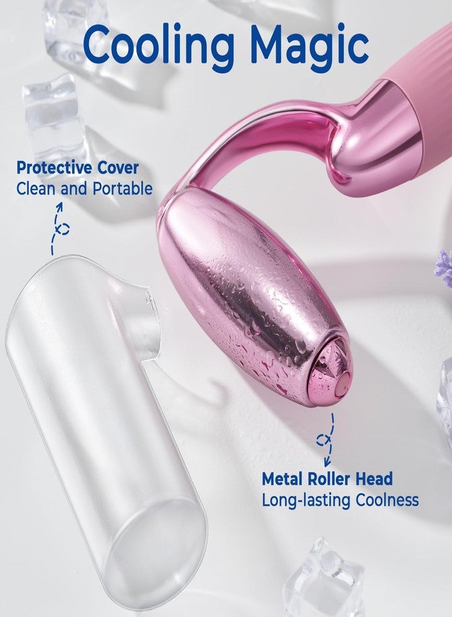 MORGLES Ice Roller for Face, Professional Face Roller Cryotherapy Tool to Reduce Puffiness, Redness & Headaches, Tighten Skin and Improve Lymphatic Drainage with Ergonomic Handle (Pink) - Image 2